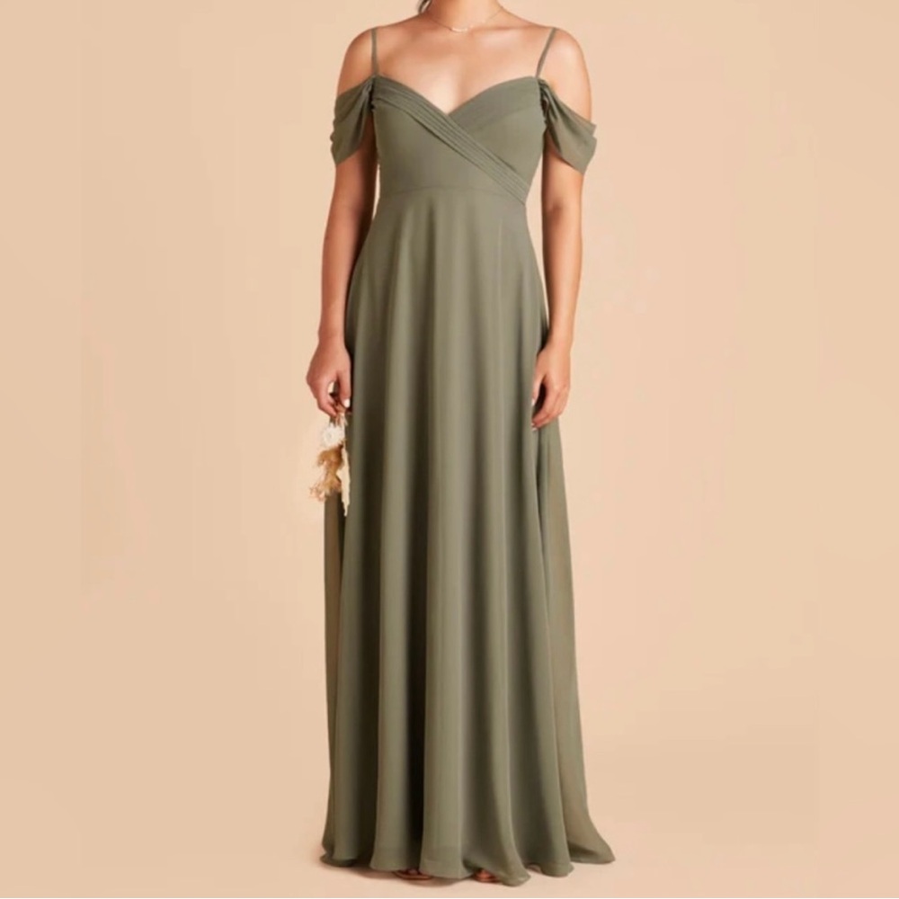 Birdy Grey Olive Green Off-Shoulder Dress
